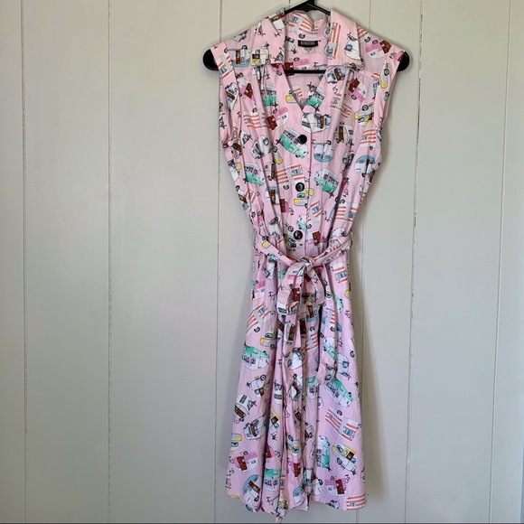ModCloth Retrolicious Pink Camper Sleeveless Dress - Picture 2 of 7